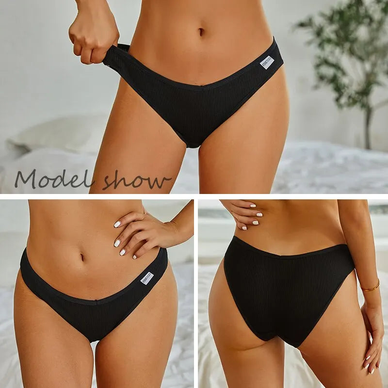5PCS Women Cotton M-4XL Panties Briefs Female Sexy V Wasit Underwear Ladies Underpants Pantys Girls Plus Size Intimates Lingerie