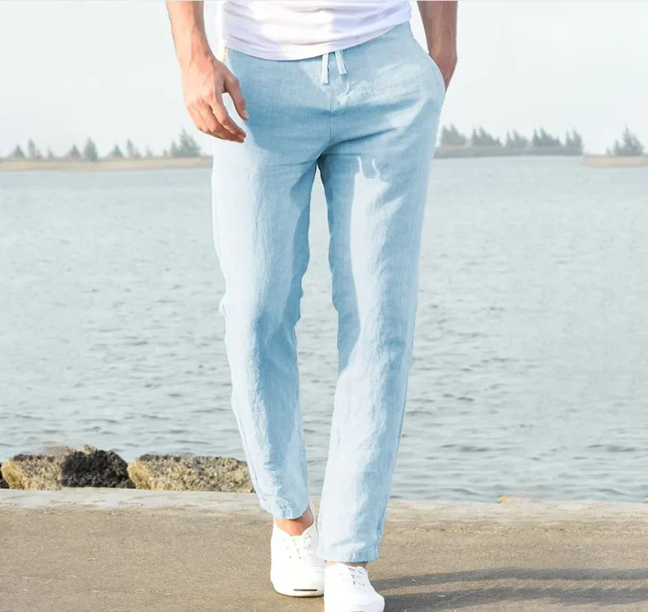 2025 New Fashion Mens Linen Wide Pants Trousers Oversize Sports Streetwear Male Spring Yoga Pants Casual Men Clothing Sweatpants