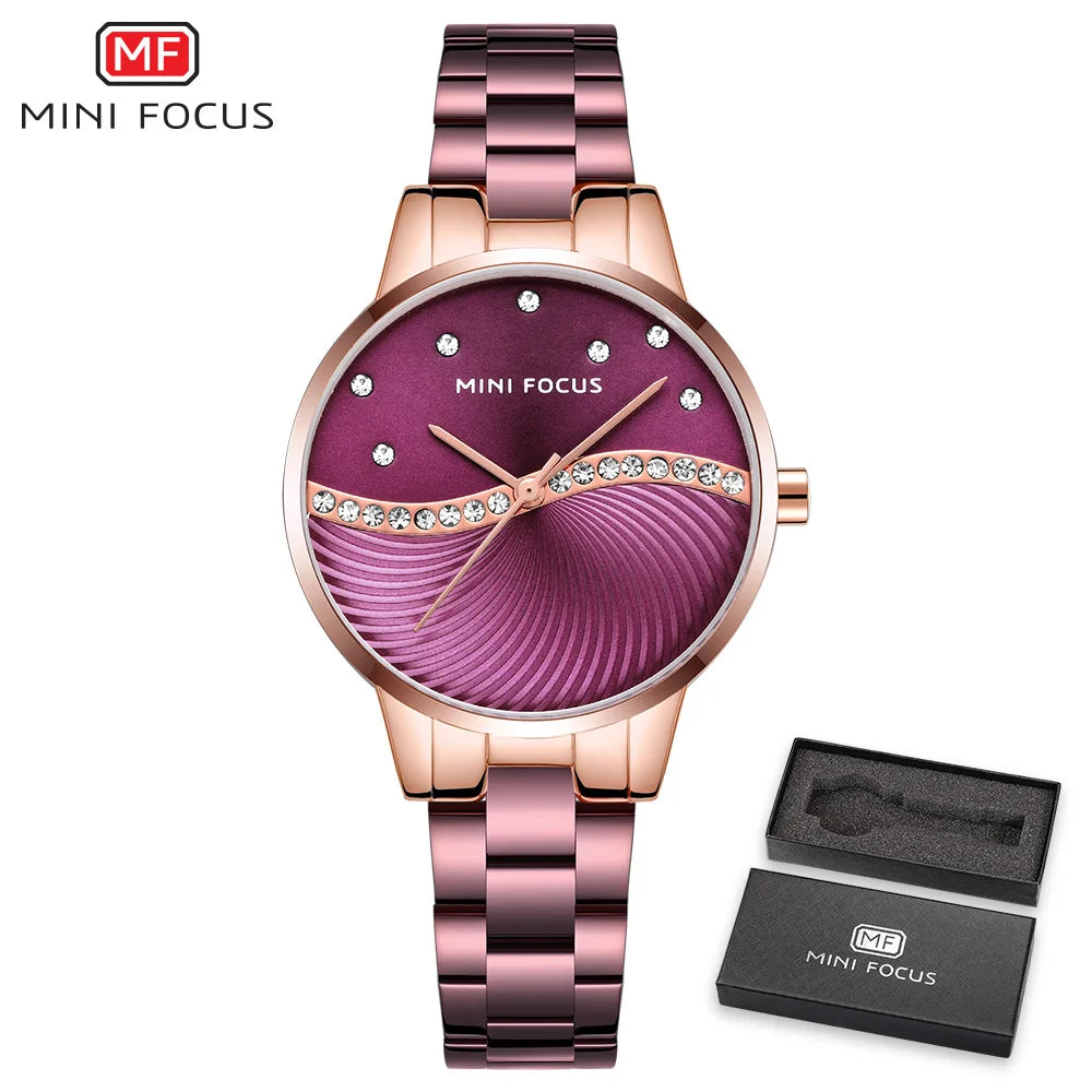 MINI FOCUS Womens Watches Top Brand Luxury Ladies Ultra Thin Watch Stainless Steel Waterproof Clock Quartz Wristwatch Woman 0263