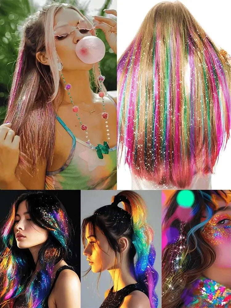 Synthetic Sparkling Heat-Resistant Fairy Hair Extensions  Kit with Fairy Hair & Girls, Perfect Party Accessories