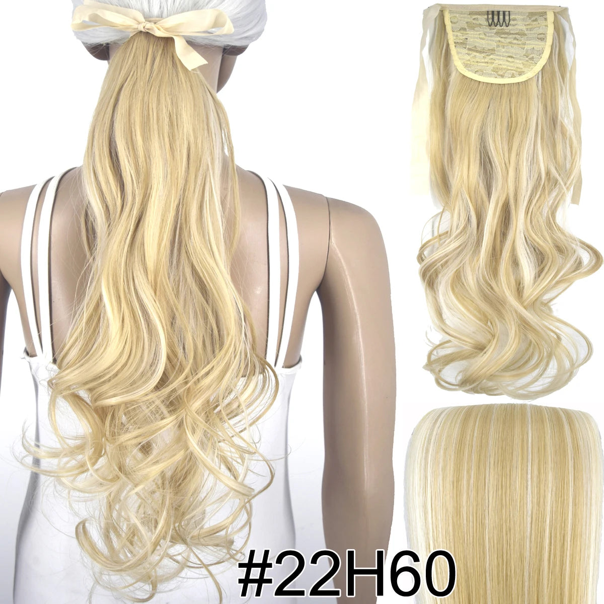 TOPREETY  Synthetic Hair Fiber Heat Resistant Wavy Ribbon Clip in Ponytail Extensions 1008