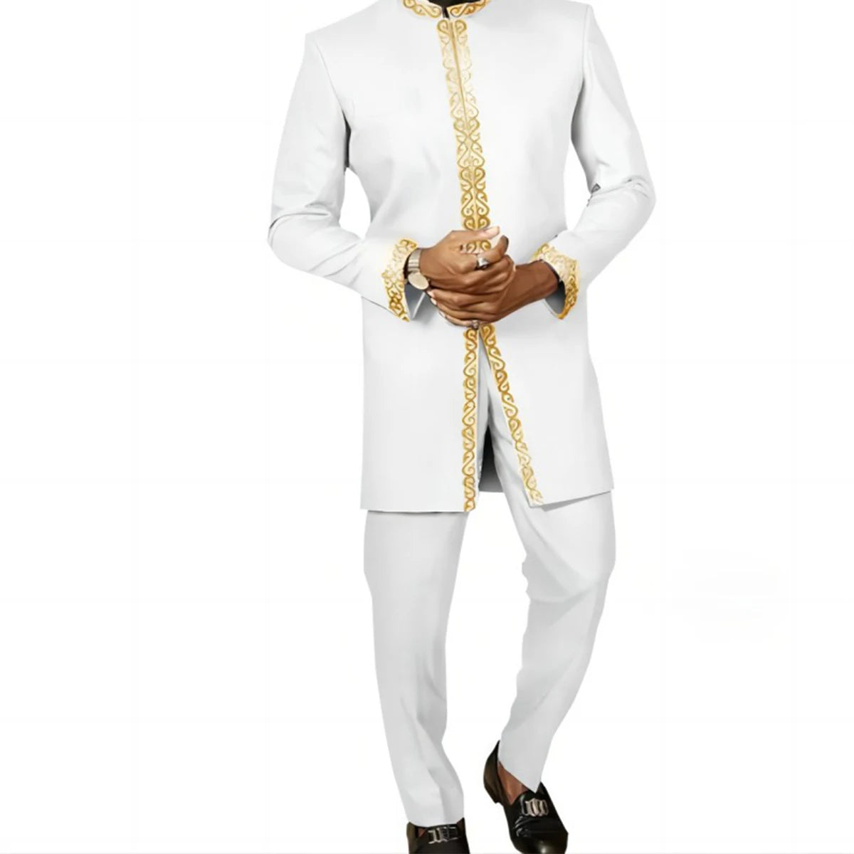 2026 New African Traditional Men's Set Casual Slim Fit Men's Suit Fashion Travel Men's Set Kaunda Style Men's Two Piece Set