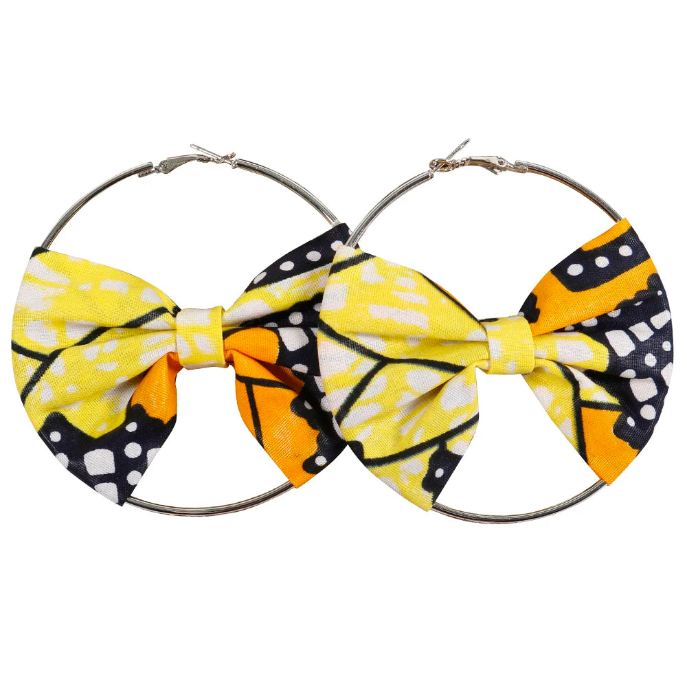 African Earrings Fashion Women Africa Handmade Statement Circle Jewellery Print Wax Fabric Accessories WYA078