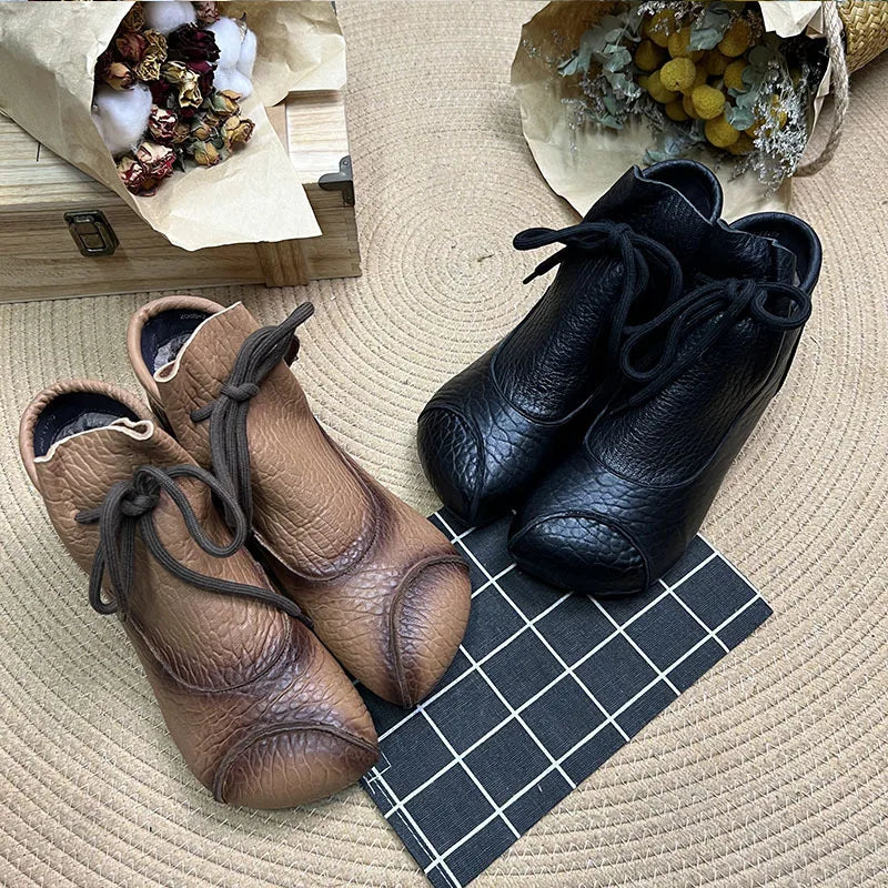 Careaymade-Genuine leather women's boots Fashion retro warm Oversized shoes cow leather Pure handmade ankle boots Casual boots