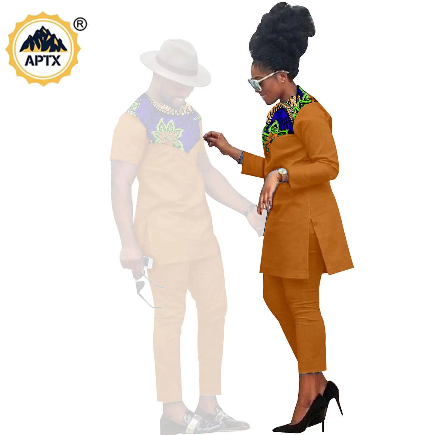 African Men Suits Bazin Riche African Couple Clothes Women Sets Matching Men Outfits Kaftan Patchwork Top and Pant Sets S20C001