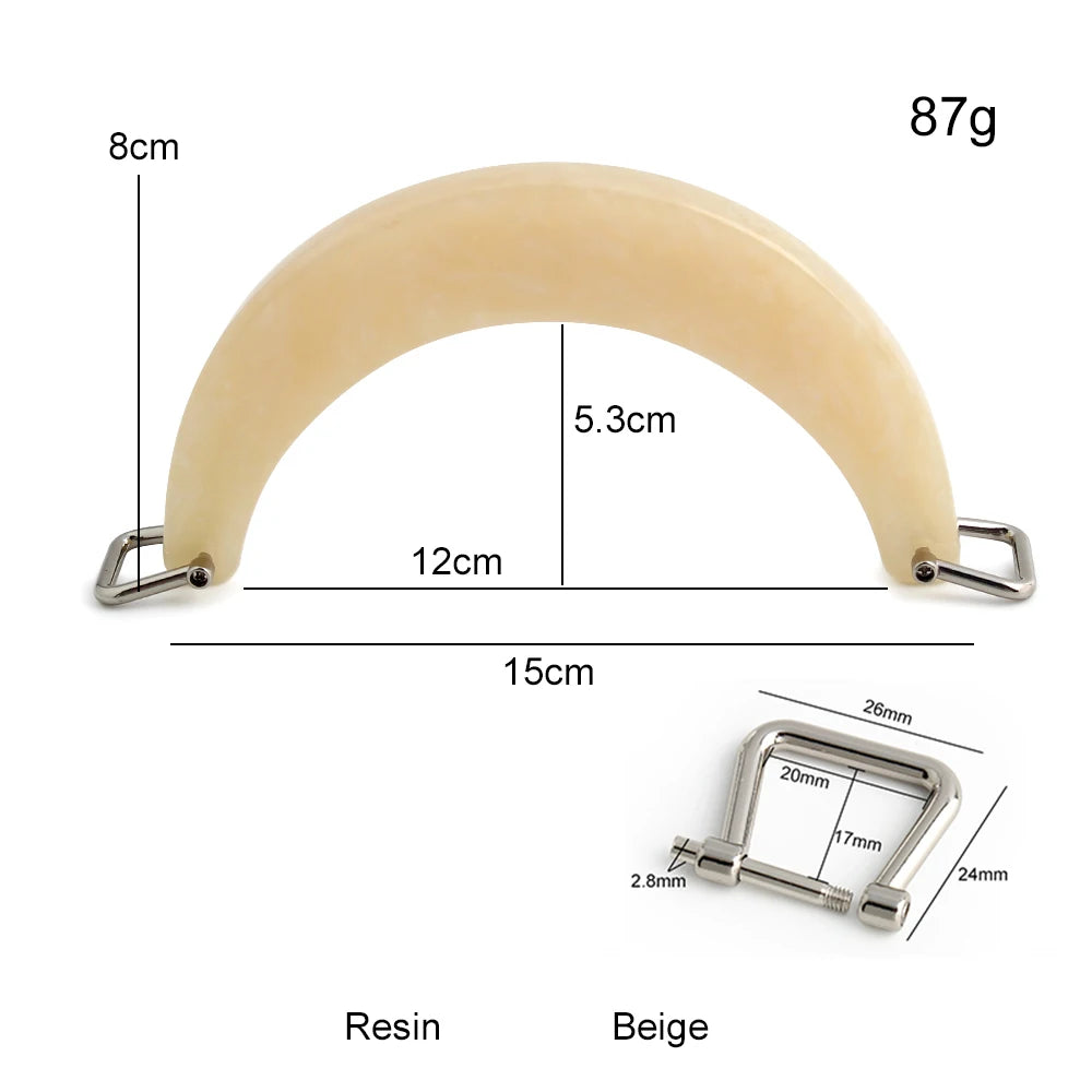 2/4/6PCS High Quality Semi-circular Resin Handle C-Shaped Crossbody Bag Removable Handle with Double Holes DIY Wallet Making