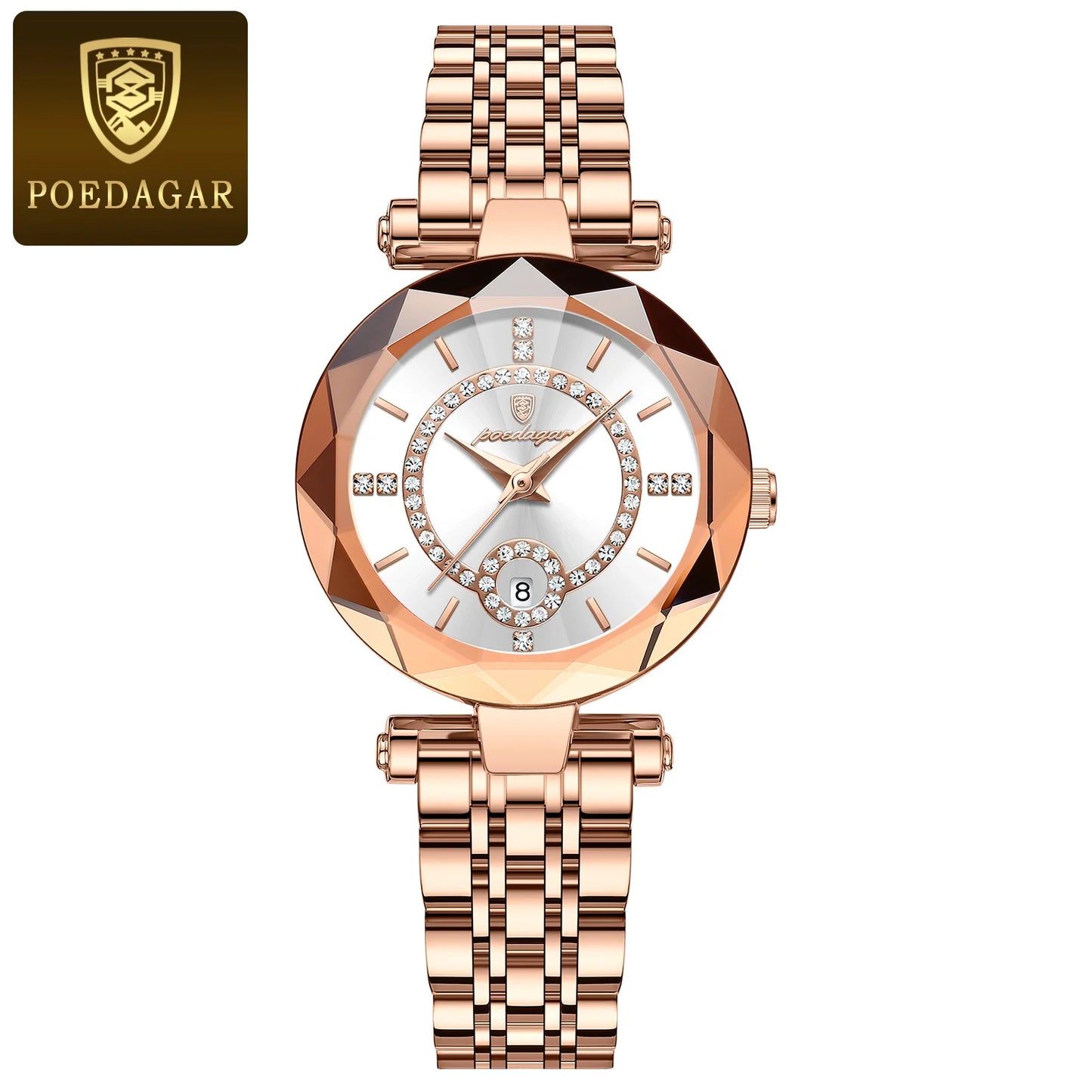 POEDAGAR Luxury Fashion Women Watches Waterproof Stainless Steel Date Diamond Ladies Watch High Quality Quartz Woman Wristwatch