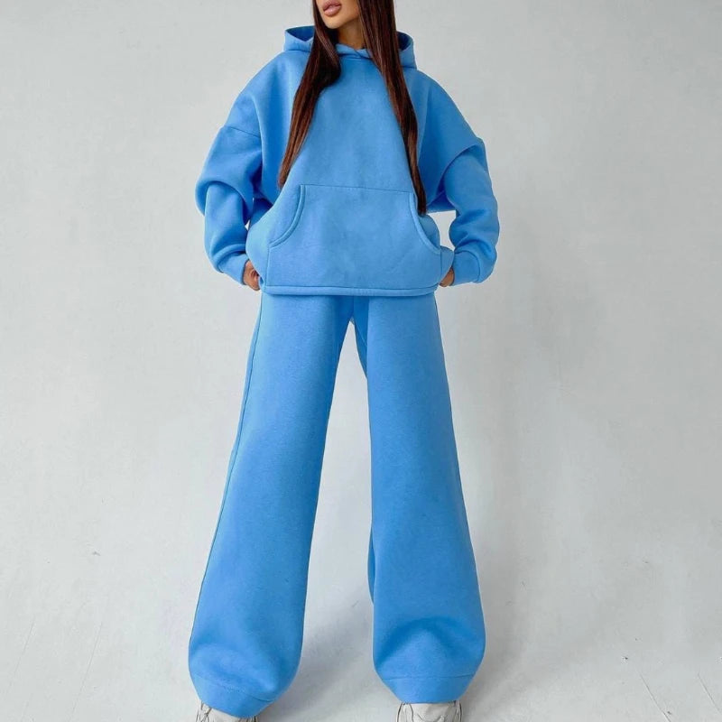 Women'S Sporty Hooded Tracksuit Two 2 Pieces Set Sweatshirts Hoodies Pullover With Pockets Pants Suit Sweatpants Trousers Outfit