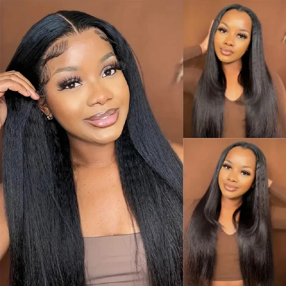 8-40 Kinky Straight Human Hair Bundles Coarse Yaki Weave Bundles Brazilian Raw Human Hair Extensions Sale for Women Double Weft