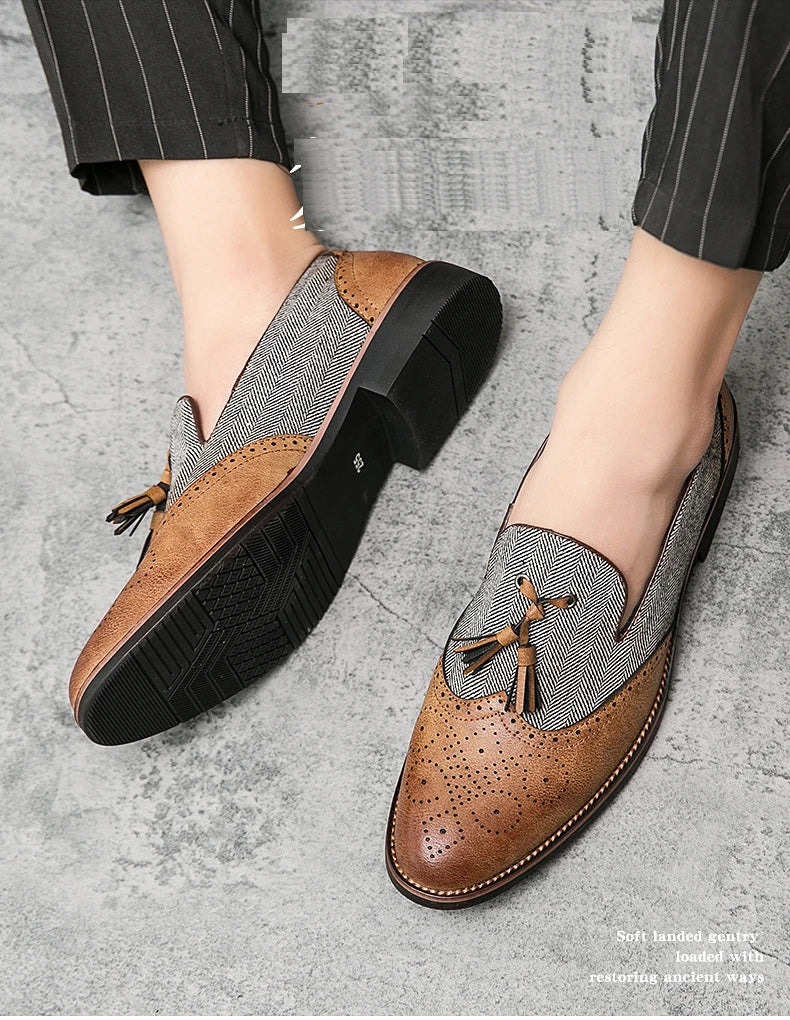 men leather shoes tassel loafers for men social shoe male classic shoes men elegant party moccasins mens fashion footwear