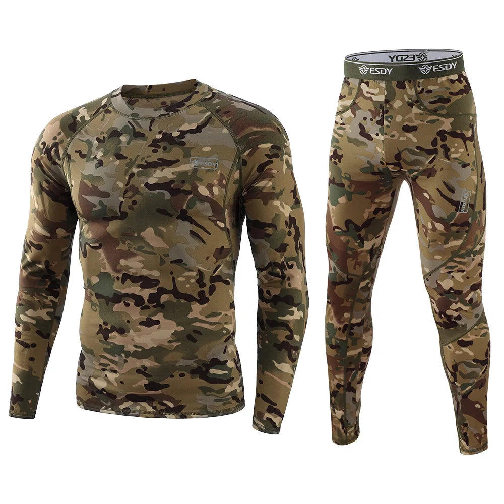 ESDY Fleece Thermal Underwear Men Autumn Winter Warm Long Johns Fitness Sports Compression Breathable Leggins Thermo Tracksuit