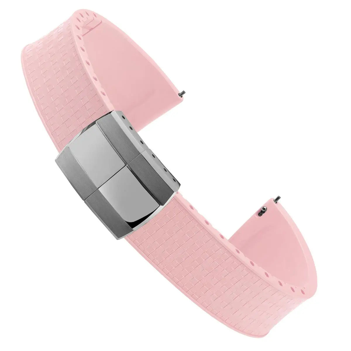 Cut to Size Fluoro Rubber Watch Strap 18/19/20/21/22mm Mosaic FKM Deployment Buckle Universal Flat End Replace Band Bracelet
