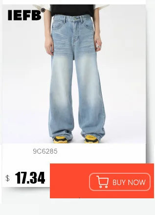 IEFB New Spring Men's Micro Flared Jeans Korean Straight Leg Design Solid Color High Street Fashion Male Denim Pants 9W1407
