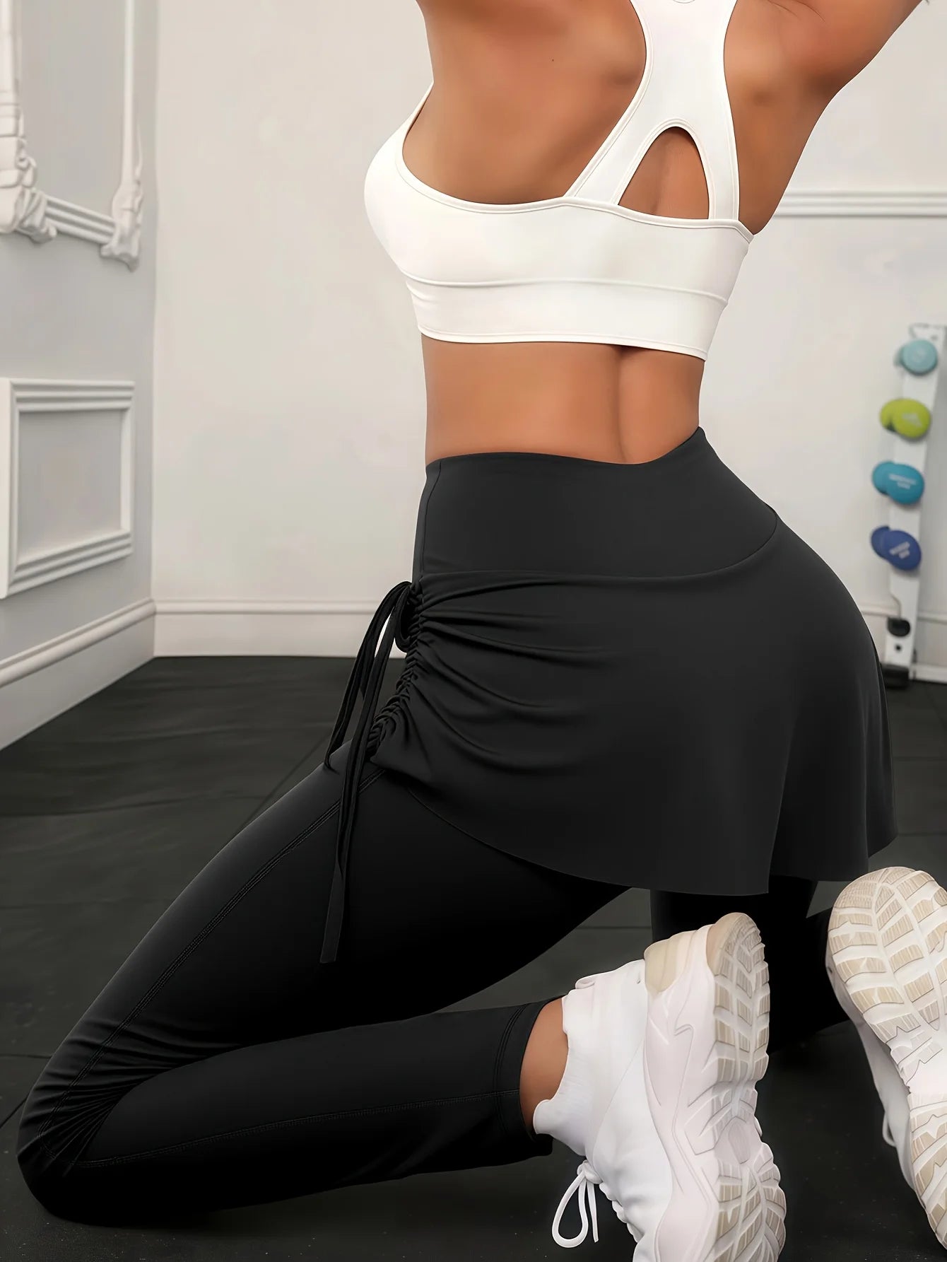 Women's Summer and Spring Flared Skirt Pants - Side Drawstring Design - High-Waisted Fitness Pants - Suitable for Cycling, Yoga