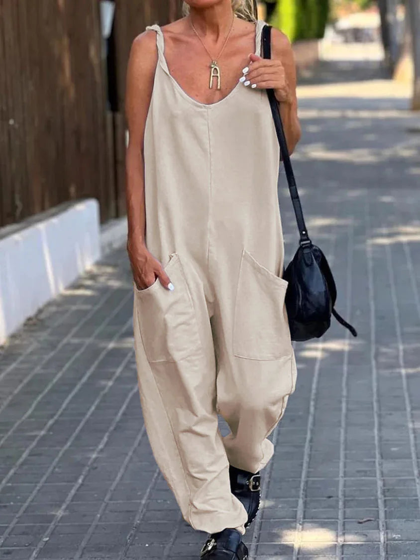 Jumpsuit Women's Solid Color Loose Suspender Pocket Trousers Street Trend Fashion Trousers for Female Jumpsuit
