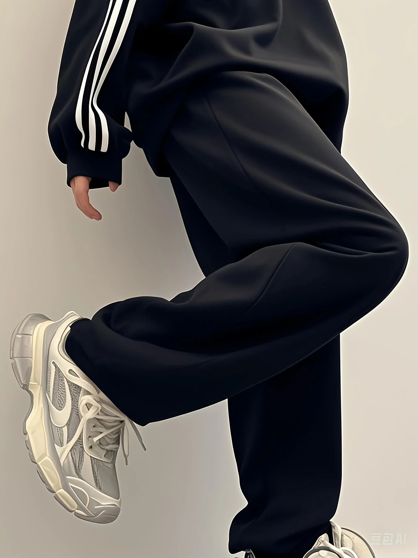 Men's ultra-loose sports trousers. Light grey, casual straight-leg design, high-quality fabric and simple style. streetwear men