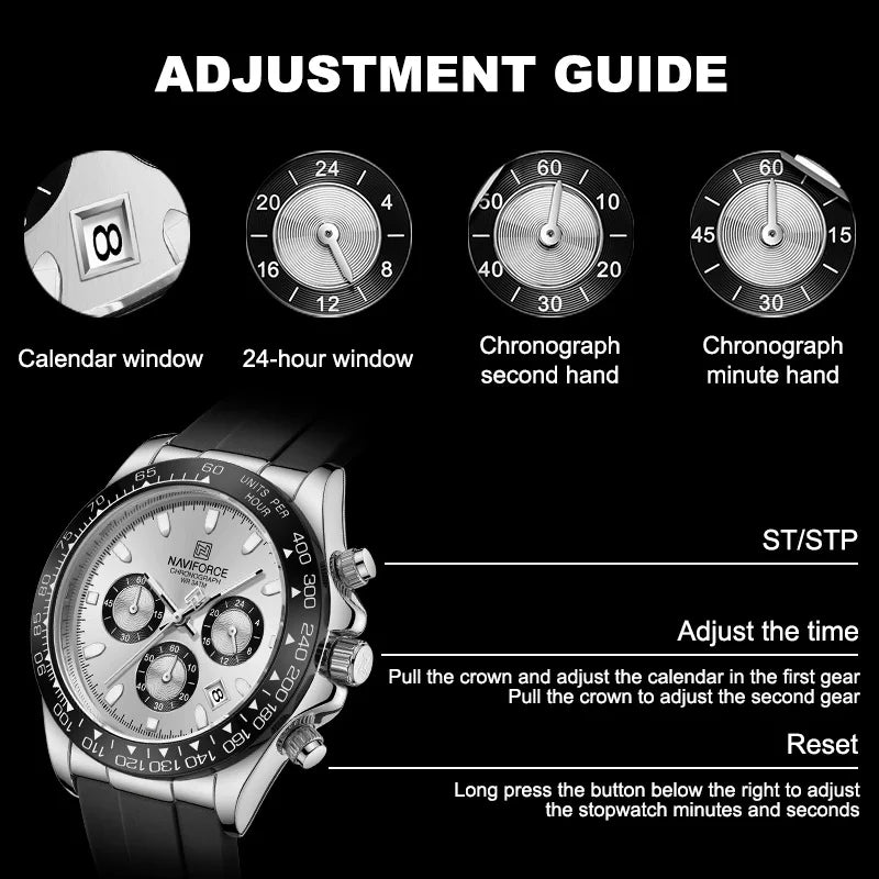 NAVIFORCE Fashional Watches For Men Silicone Band Casual Sport Chronograph Luminous Wristwatch Relogio Masculino Male Gift 2025