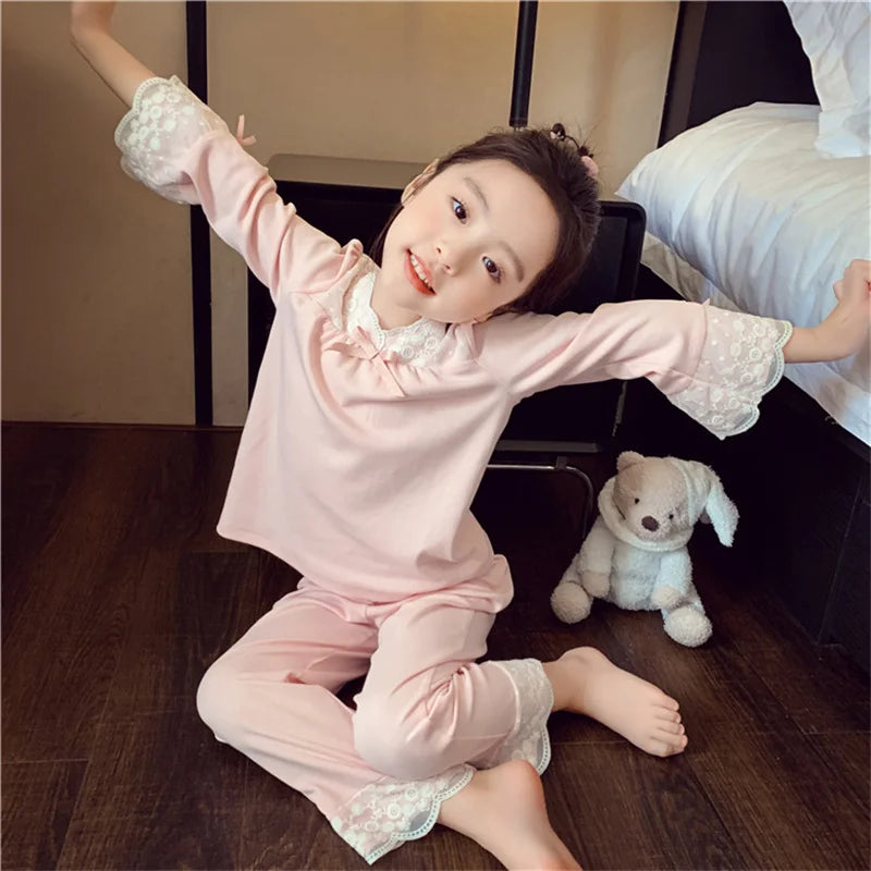 Baby Girls Sets 2025 Spring Autumn Kids Suit New Children Bow Sweatshirt +Sweatpants 2Pcs Outfits Girl Casual Clothing 2-8 Years