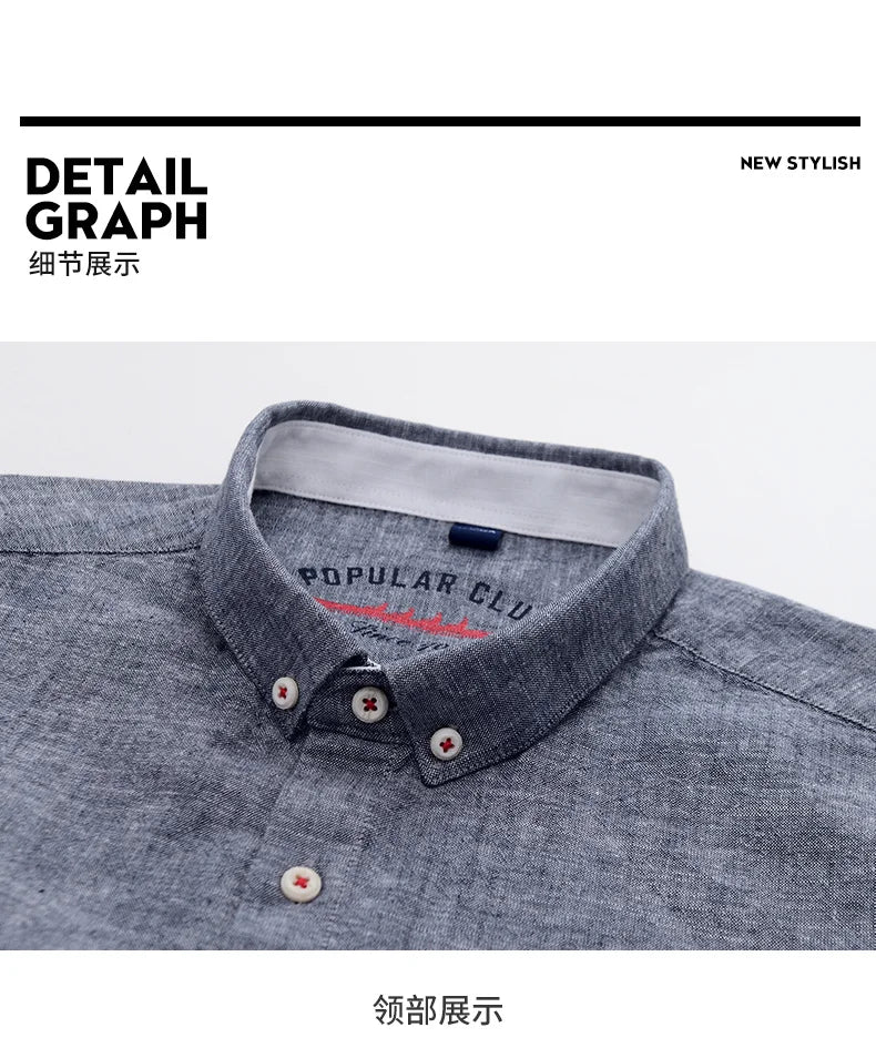 Shirt New Men's Fashion Solid Color Cotton Linen Everything Trend British Style Casual Business Formal Long-sleeved Shirt