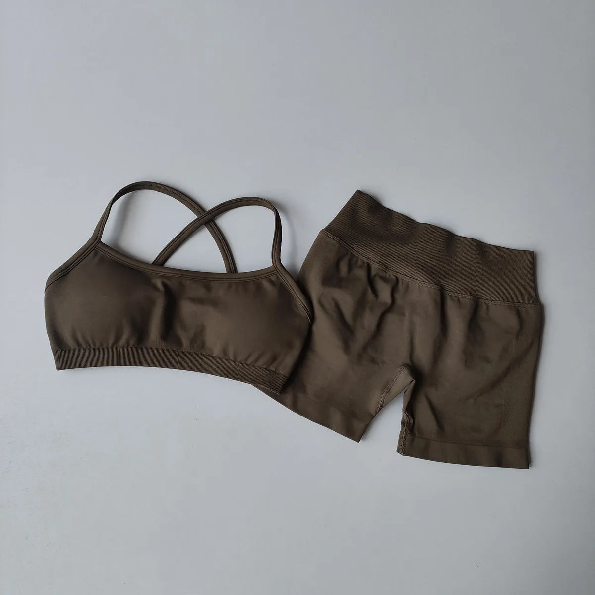 Sports Shorts Set 2 Pieces Seamless Yoga Set Women Workout Tracksuit Sports Bra and Yoga Shorts Suits Sportswear Fitness Gym Set