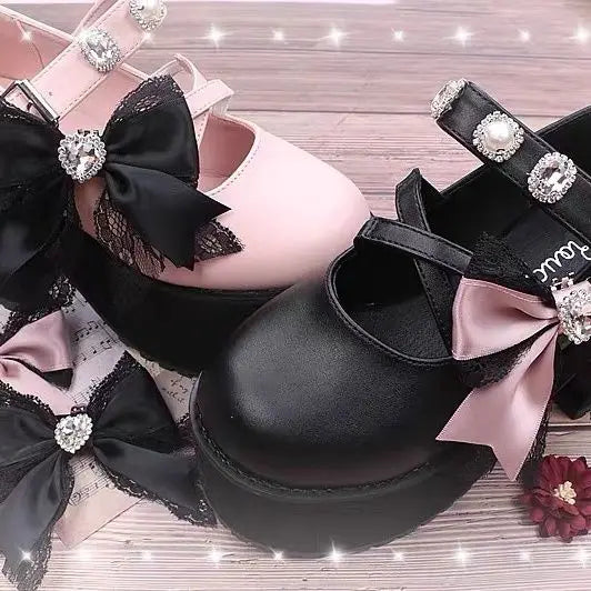 [1 pair]Lolita Lace Charms for Shoes Buckles for Women's Shoes Heart Bog Bow Shoe Decoration Supplies Girl Accessories for Women
