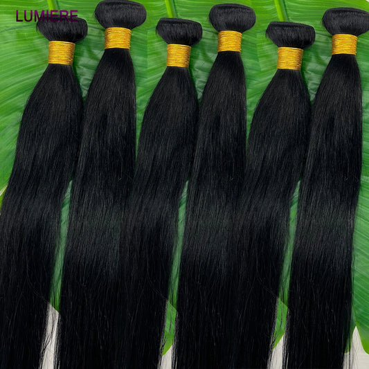 38 40 Inch Bone Straight 100% Virgin Unprocessed Human Hair Bundles Deal Raw Hair Extensions Brazilian Natural Black Wholesale