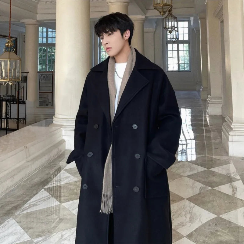 Long Coats Men chamarras para hombre Woolen Jackets winter coat men Trench Male Vintage Loose Heavy Jackets Men Leisure Overcoat