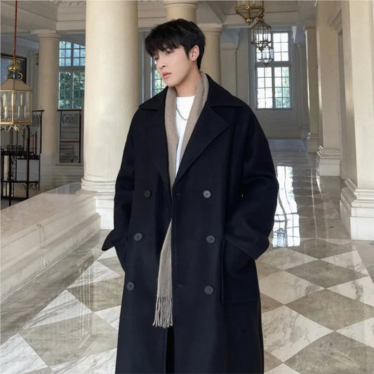 Long Coats Men chamarras para hombre Woolen Jackets winter coat men Trench Male Vintage Loose Heavy Jackets Men Leisure Overcoat