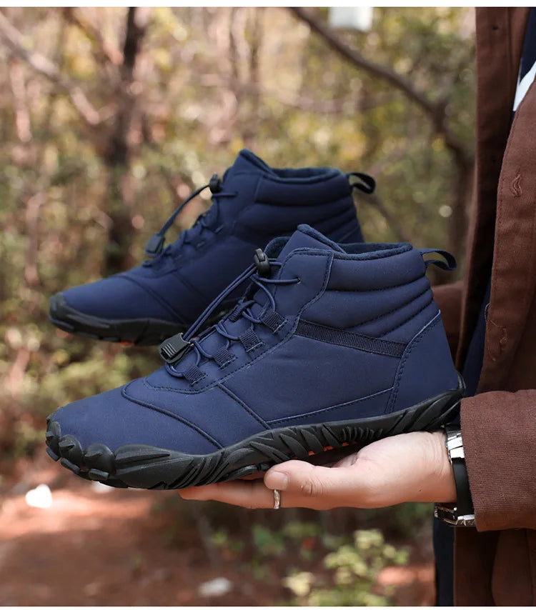 Snow Boots Women Men Sneakers Barefoot Waterproof Winter Warm Running Shoes Non-Slip High-top Padded Hiking Ankle Shoes 2024