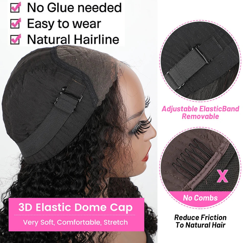 13x6 Brazilian Deep Wave Transparent Lace Front Human Hair Wigs For Women Pre plucked Wig No Glue Precut Lace Wig Isee Remy Hair