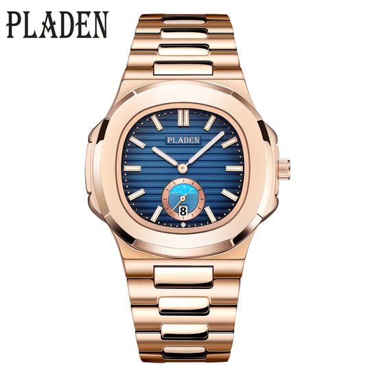 PLADEN Men's Quartz Watch Stylish Business Wristwatches Stainless Steel Calendar Waterproof Watches For Male High Quality New
