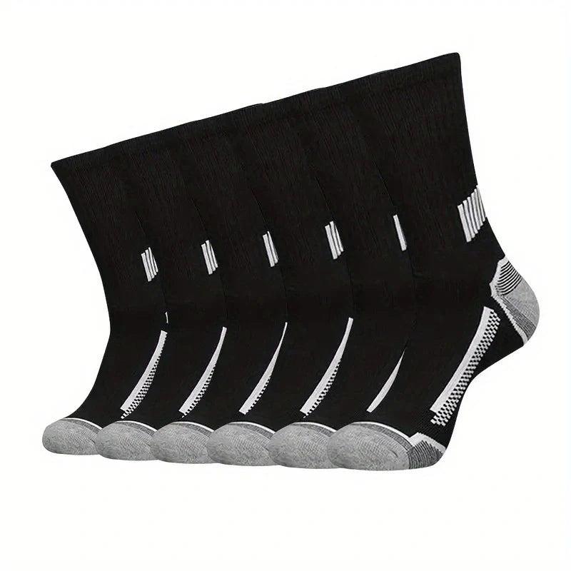 6 Pairs of MEN'S Sports Socks, Sweat Absorbing, Comfortable and Breathable, Suitable for Basketball Training and Outdoor Running
