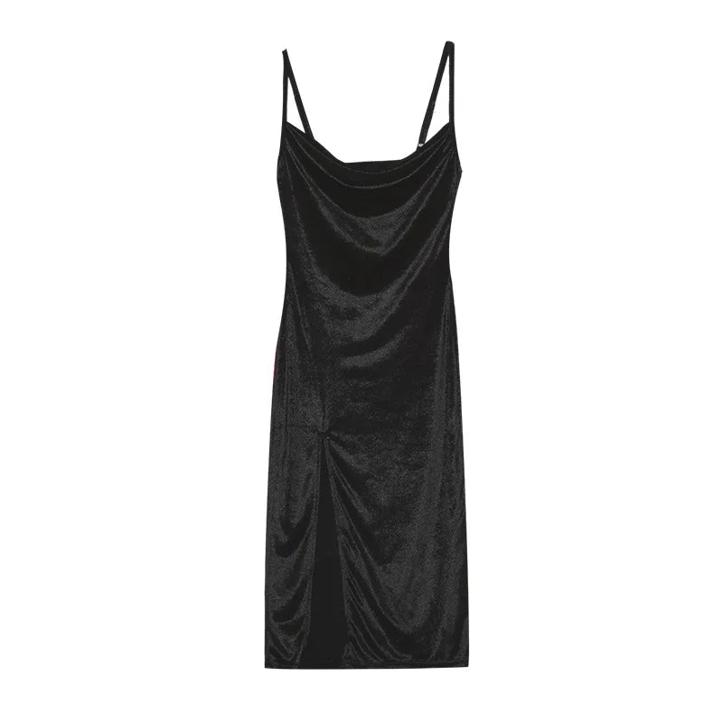 2024 woman European American Dresses style women's clothing 2024 new spring summer fashion sexy slim fit slit suspender dress