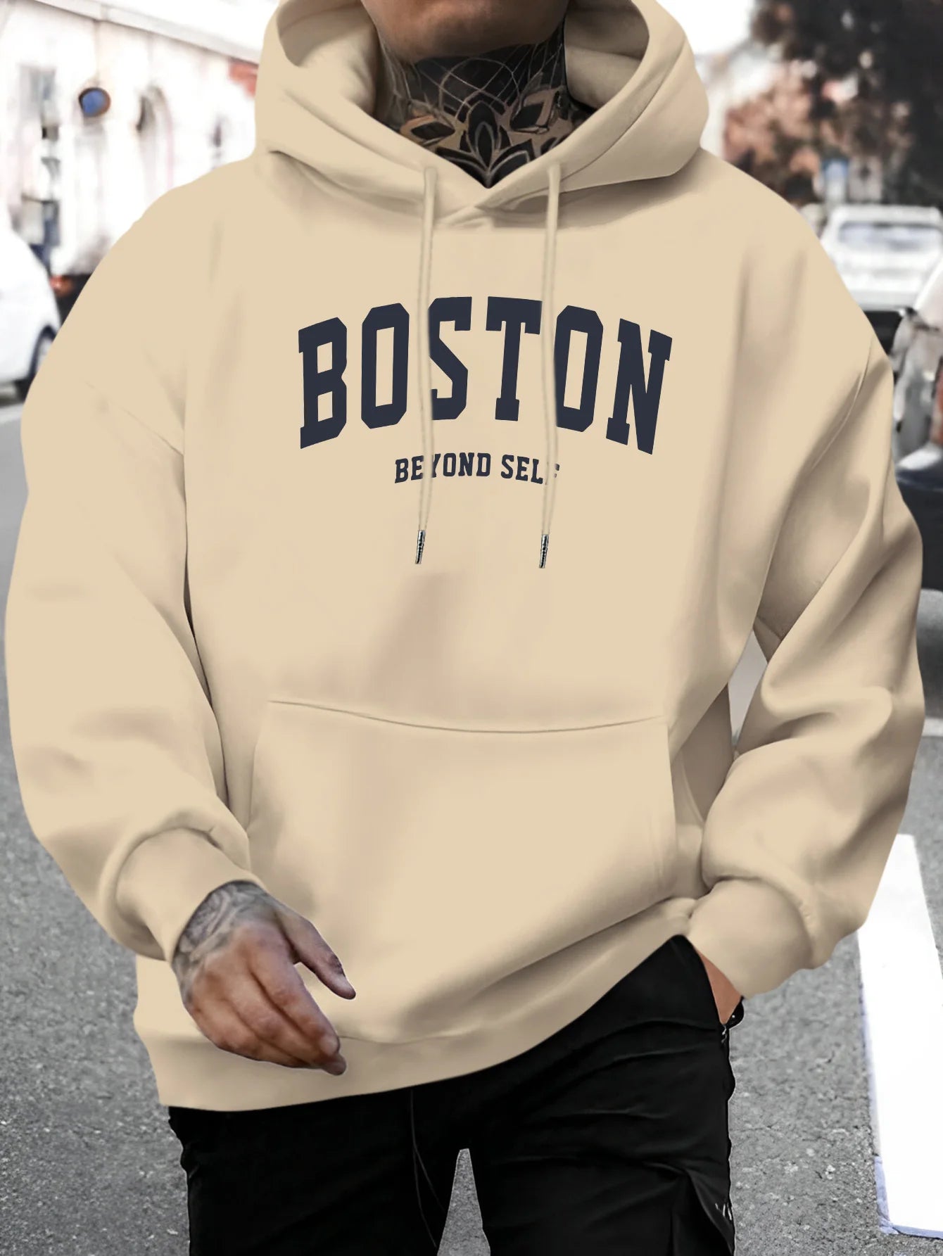 2025 hot trend men's casual hooded sweatshirt with drawstring comfortable long sleeved top suitable for autumn and winter