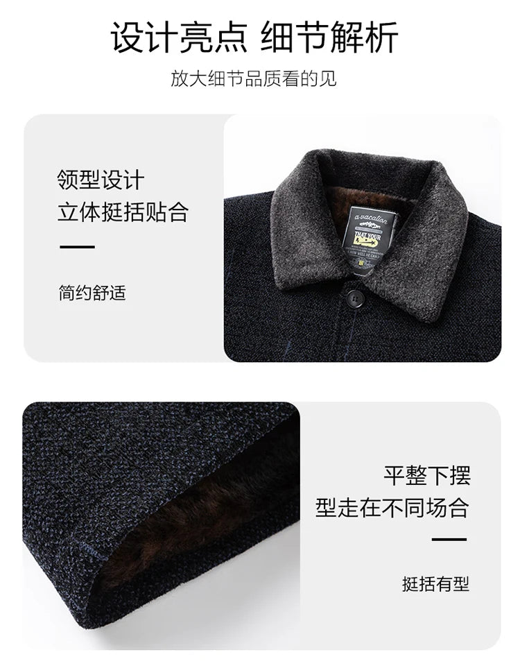 2026 Men Woolen Coats Men's business Casual Trench Coat Winter Coat with wool inner Man Autumn and Winter Wool Coat for Men