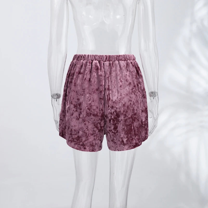 Green Velvet Lace Trim Shorts Women's Casual High-waist Straight Short Pants 2026 New Ladies Summer Vacation Beach Outfit