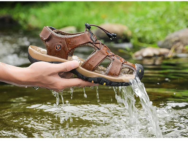 2026 Men Sandals Genuine Leather Mens Casual Shoes Outdoor Men Leather Sandals for Men Beach Shoes Roman mens Shoes