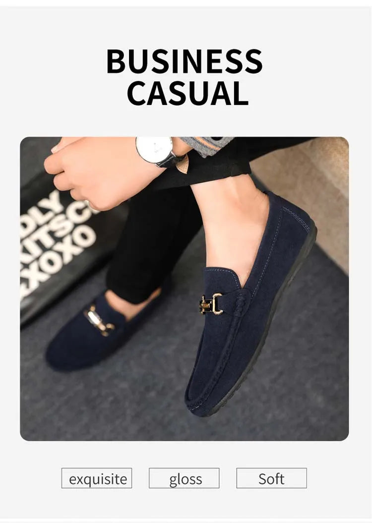 Spring and Summer Men's Shoes, Low-Cut Beanie Shoes, Versatile Casual Shoes, Breathable Leather Shoes, Black Work Shoes, Slip-Ons