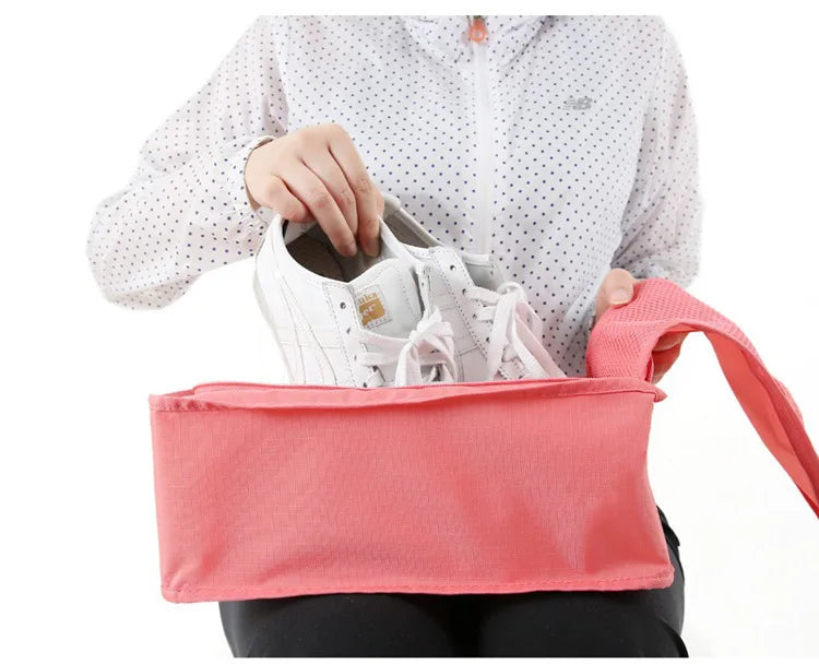 1pc Multifunctional Waterproof Shoes Clothing Bag Convenient Travel Storage Bag Nylon Portable Organizer Bags Shoe Sorting Pouch