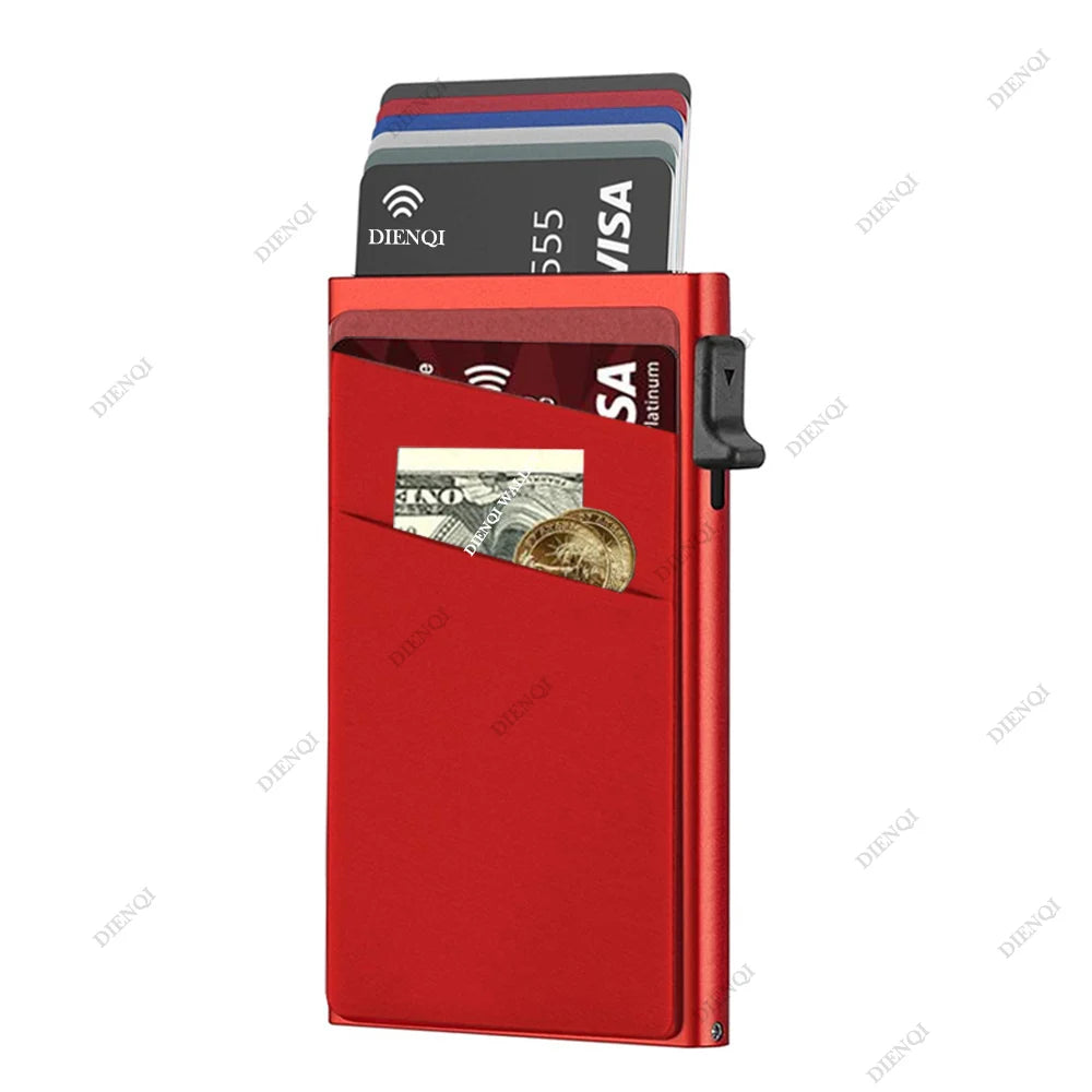 DIENQI Anti-theft Card Protectors Card Holder Minimalist Smart Wallet RFID Protection Aluminum Metal Cardholder Case Porte Carte