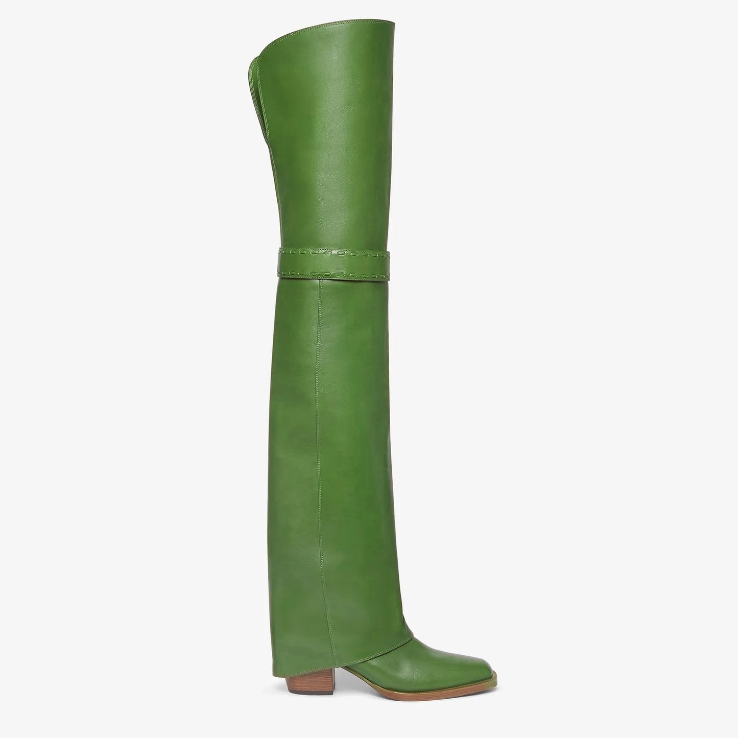 Elegant Temperament of European and American Women, Thick High Heels, Skirt Hem, Knee High Boots, Oversized Retro Knight Boots