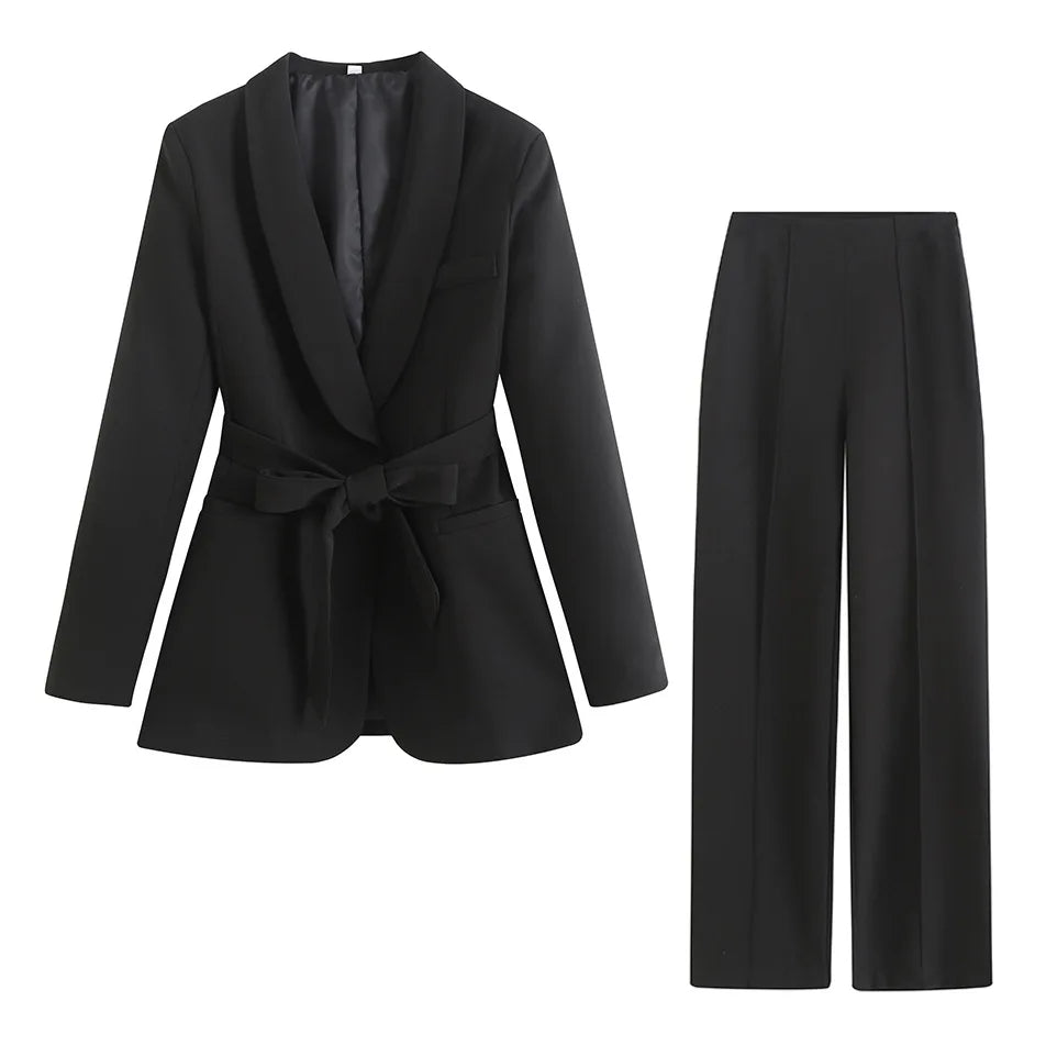 Blouse Suit Casual Trousers Suit Set Women's Spring/Autumn Belt New Comfortable Minimalist Niche Versatile Elegant Distinctive