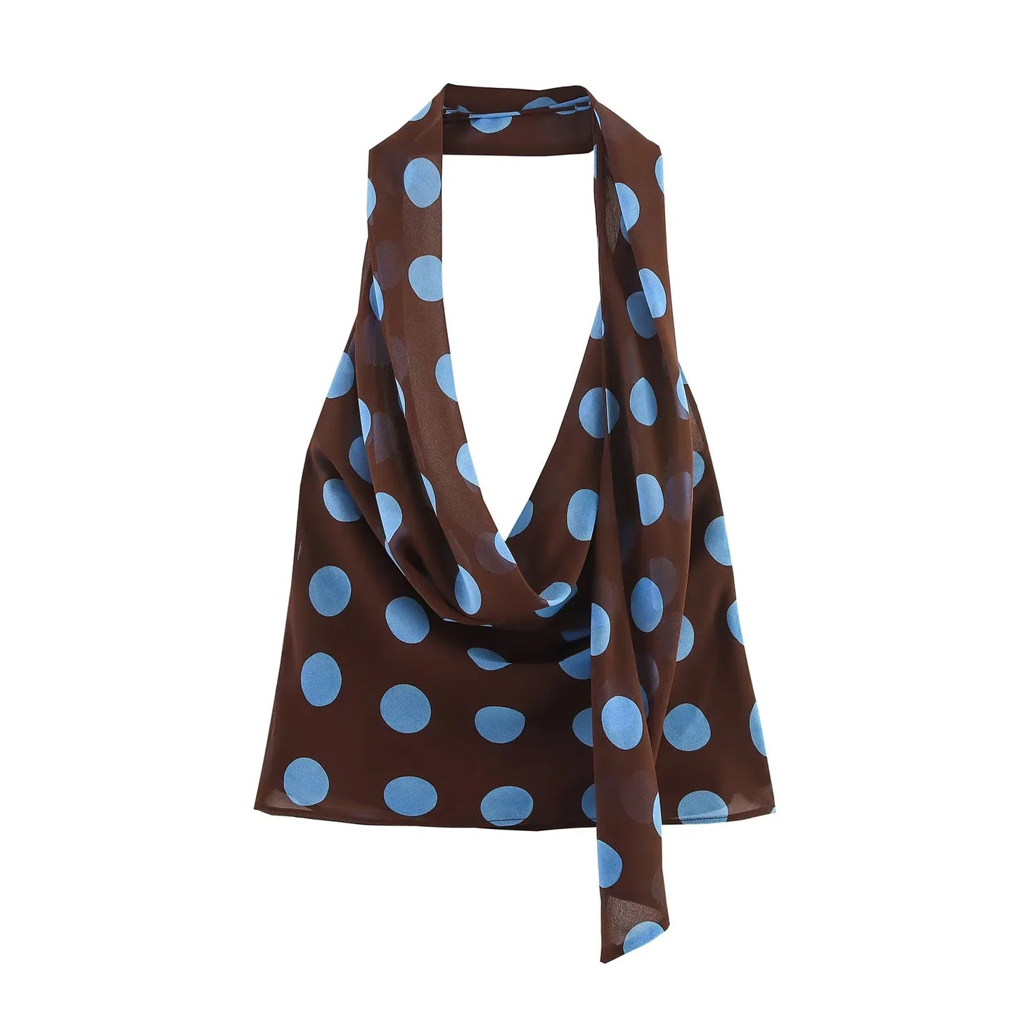 Polka Dot Printed Midi Skirts Two Piece Sets for Women 2026 Summer Chic Scarf Halter Top Suits Beach Woman 2 Piece Outfits