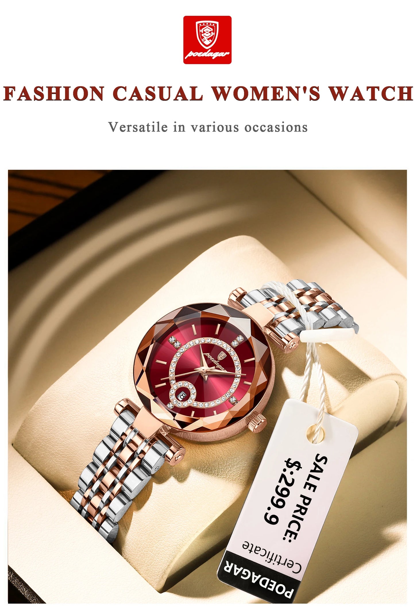 POEDAGAR Luxury Fashion Women Watches Waterproof Stainless Steel Date Diamond Ladies Watch High Quality Quartz Woman Wristwatch