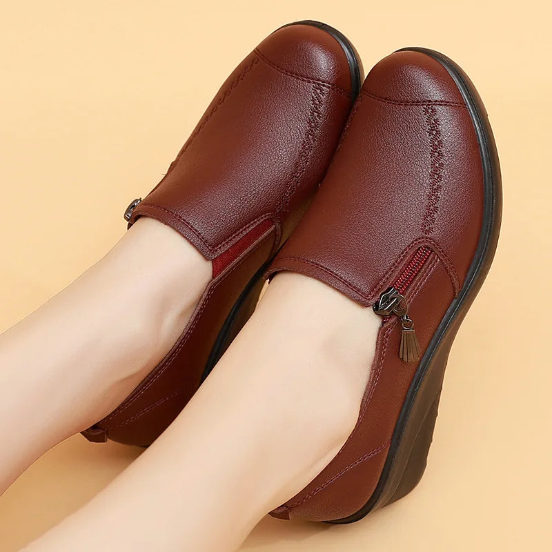 2025 New Women's Shoes Fashion Womens High Heels Shallow Wedges Moms Shoes Summer Breathable Casual Shoes Zapatos Para Mujeres