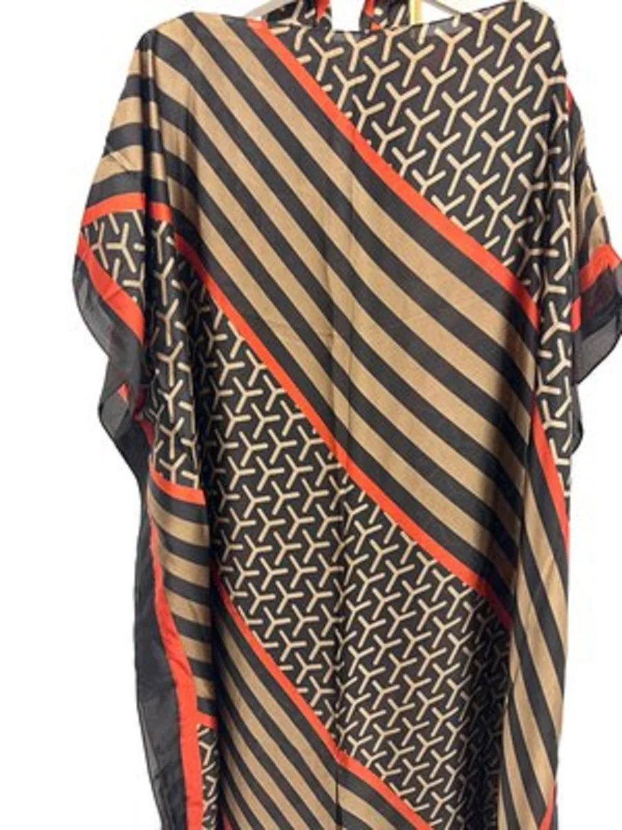 New Style Fashion Oversize African Women Clothing Dubai Dashiki Abaya Free Size Print Design With Scarf Loose Long Dress