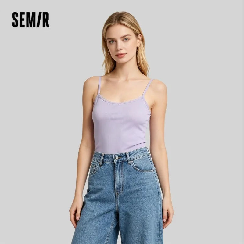 Semir Women Vest Lace Trim Neck Bow Decor Stylish Sweet Base Layer Home Wear Top 2026 Summer Wear