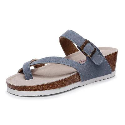 New Summer Women Wedge Beach Slipper Shoe Casual Cork Med Heel Outdoor Clogs Flip Flops Footwear