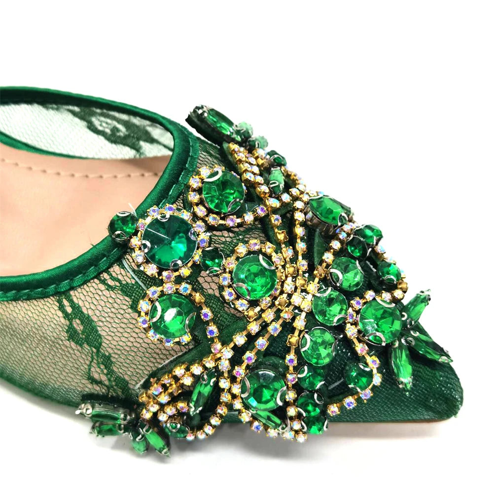 African Fachion Evening Shoes And Matching Bags Italian Design Ladies Diamond Bag High-Heeled Pointed Toe Women's Shoes