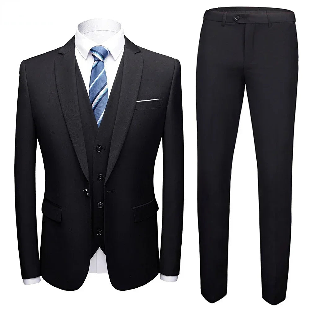 Elegant Suits For Men Wedding 3 Pieces 2 Set  Fashion Classic Full Jackets Vest Pants Blazers Outfit 2024 Formal Costume